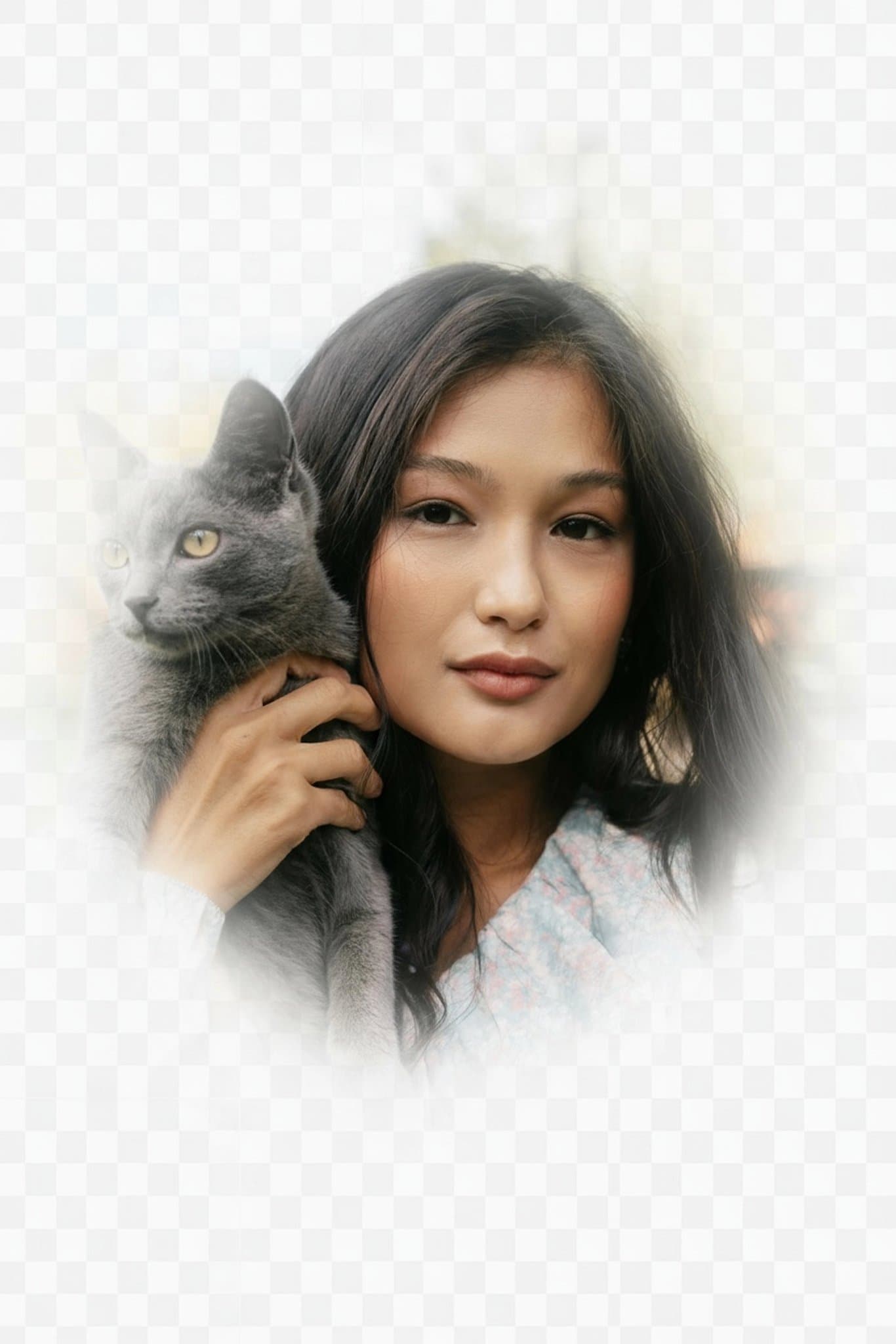 AI face cut out filter after transformation - studio photo with background-free face region