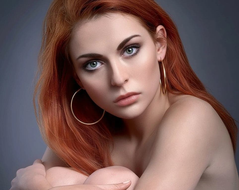 AI piercing filter after transformation - close up photo with realistic AI piercings