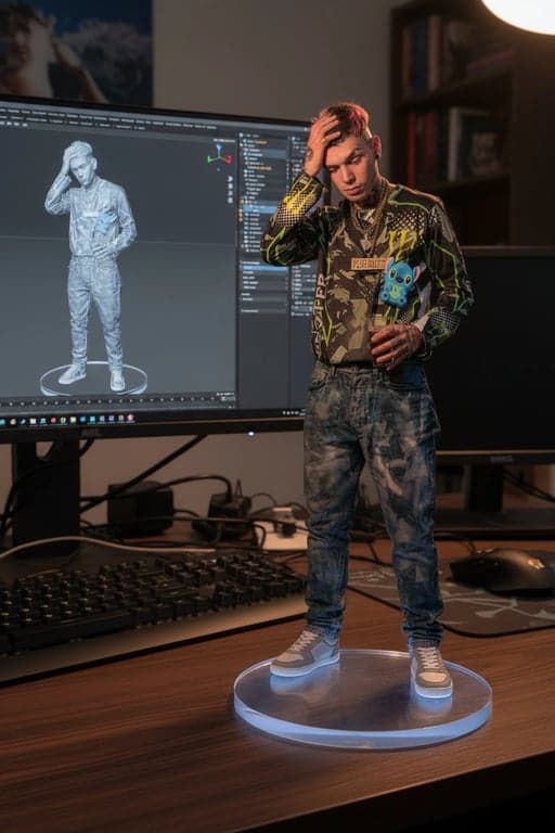 ai action figure generator after: an articulated action figure displayed a man standing in the sunset