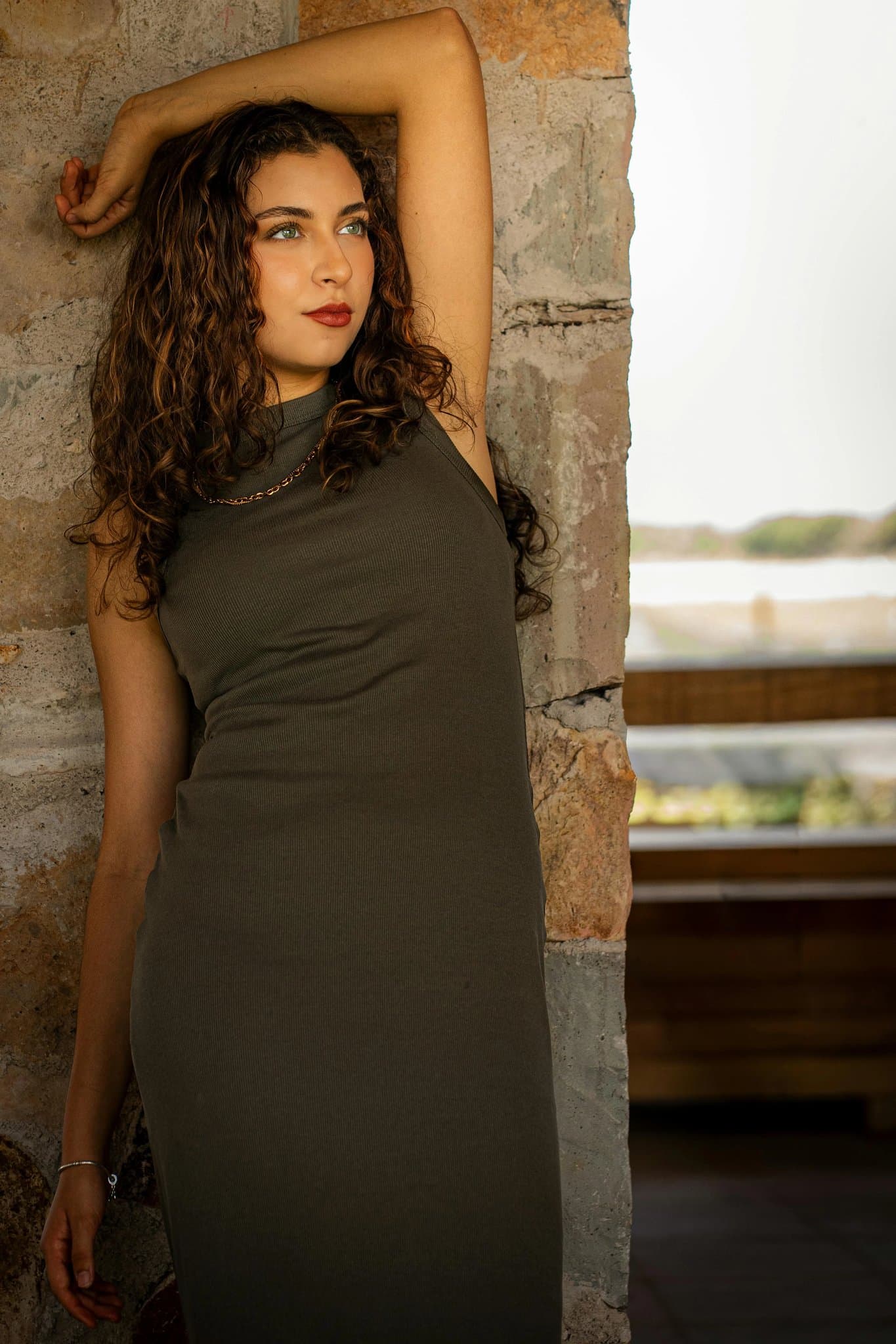 80s Party Outfits filter before photo - neutral portrait in simple clothing with indoor lighting