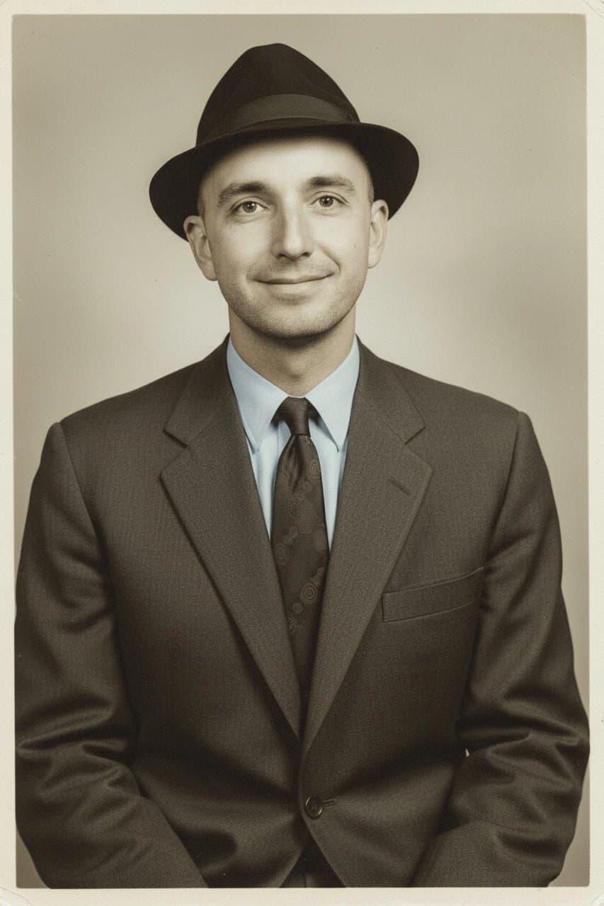 AI generated yearbook filter after transformation - casual portrait turned into retro school photo