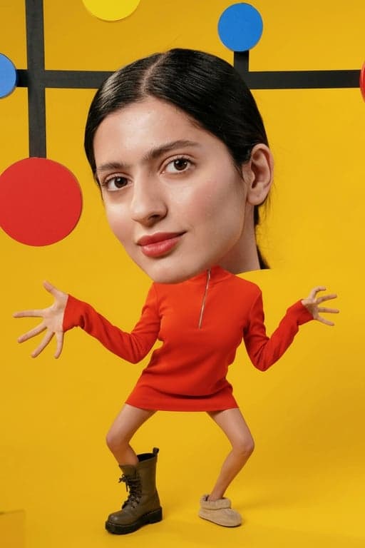 AI ugly filter after photo- exaggerated funny-faced man wearing yellow shirt