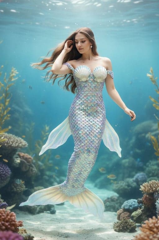 AI Mermaid filter after pic - full mermaid body with shimmering tail