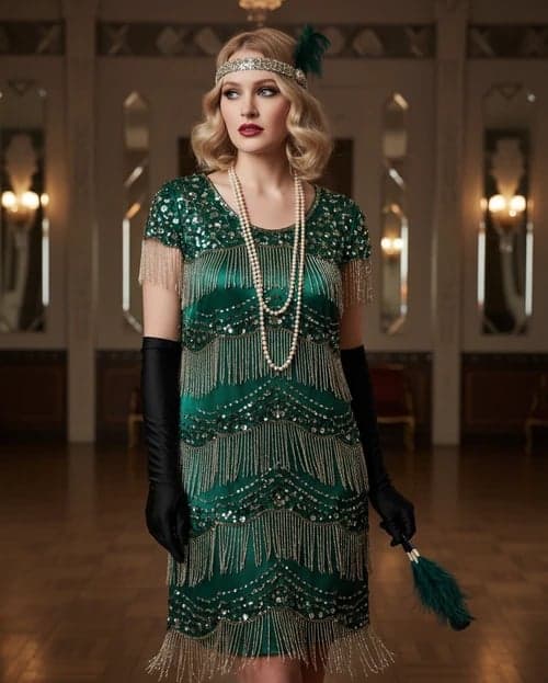 Fashion 20s Style filter after transformation - portrait wearing flapper party outfit