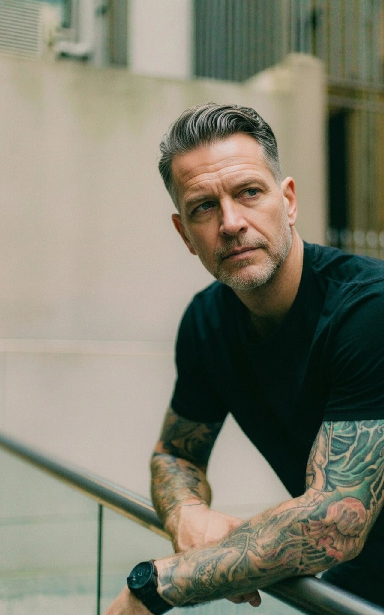 AI old filter after transformation - creative photo showing future old version