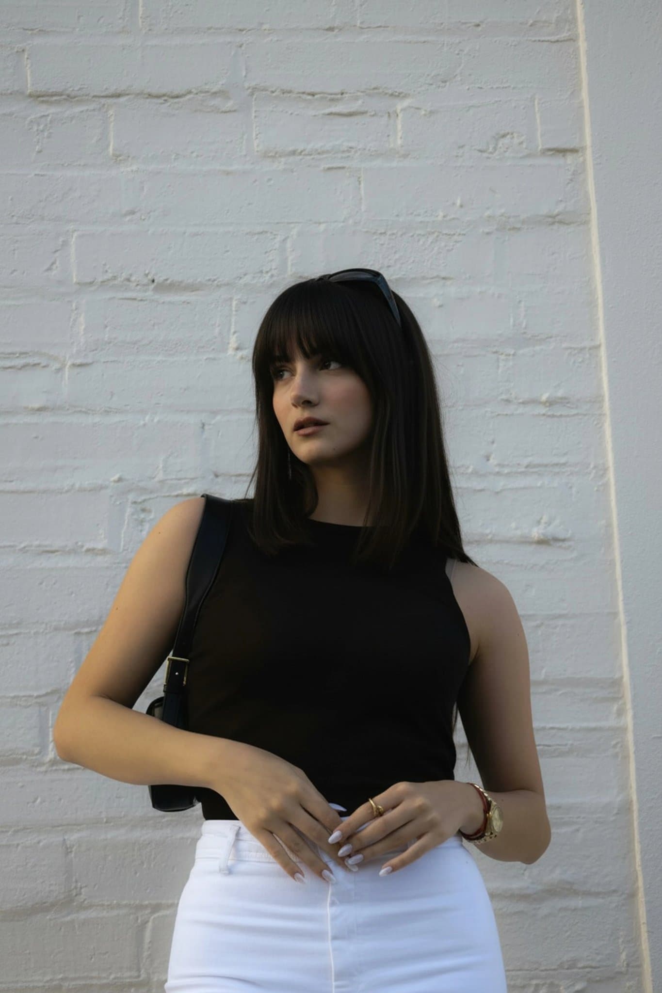 AI bangs filter after transformation - fashion portrait with stylish AI fringe