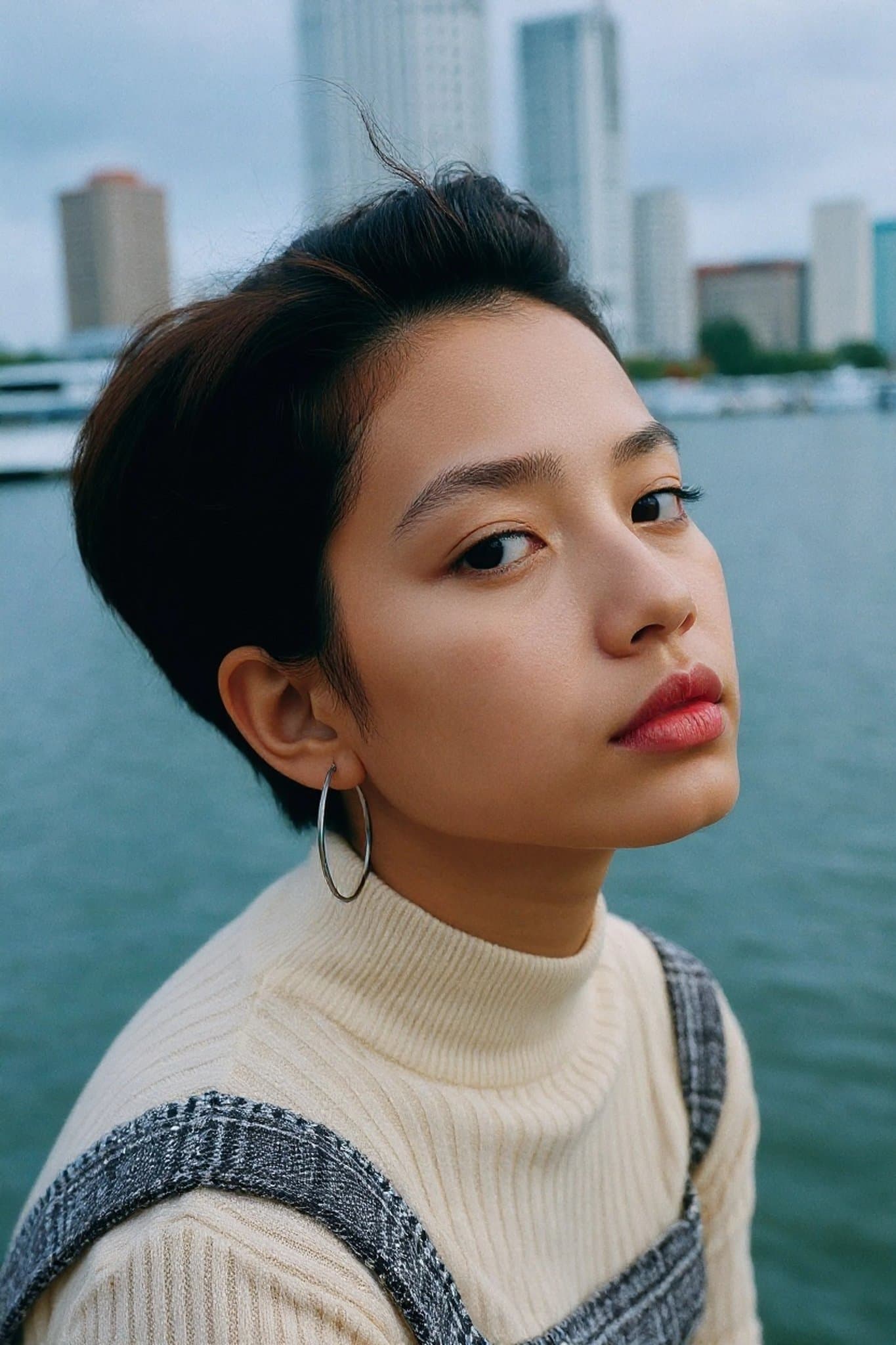 AI flip image filter after transformation - outdoor photo mirrored to create visual balance