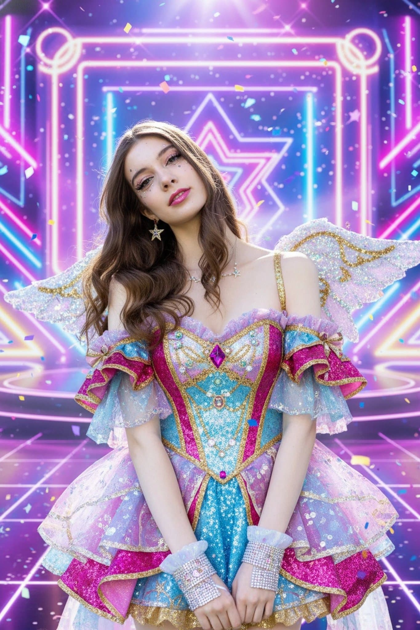 AI Hoshino outfit filter after transformation - studio portrait dressed in Hoshino anime costume