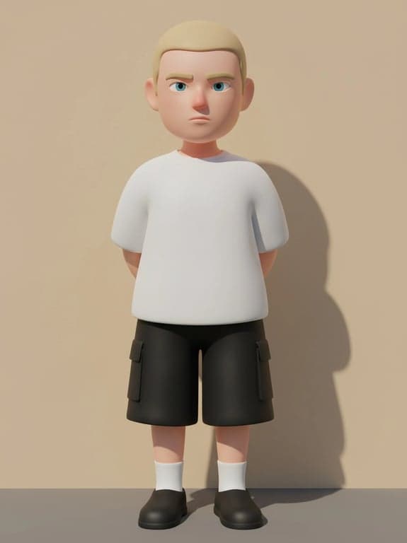 image to emoji converter after - a simplified 3d emoji figure in the same pose