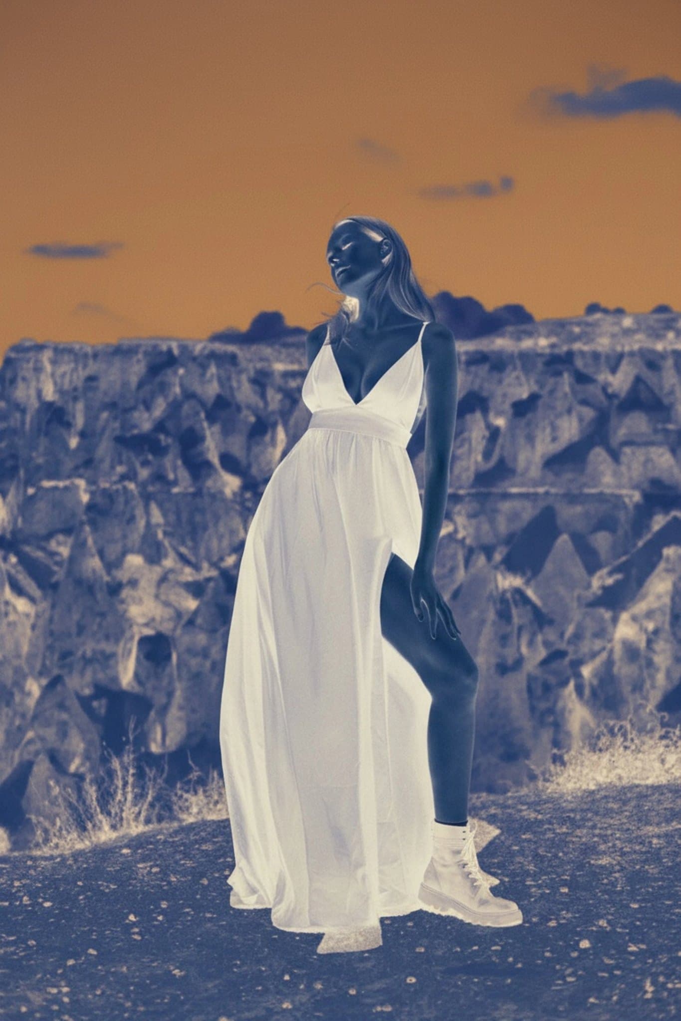 AI color inverter after transformation - outdoor photo reimagined with AI inverted lighting