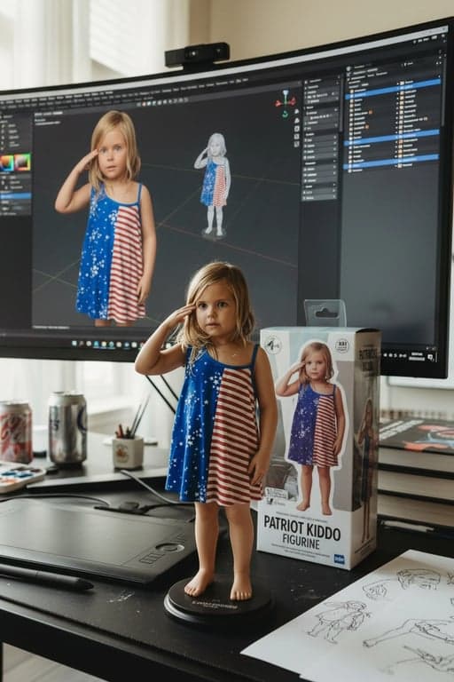 ai action figure generator after: a collectible action figure version of the woman holding flowers