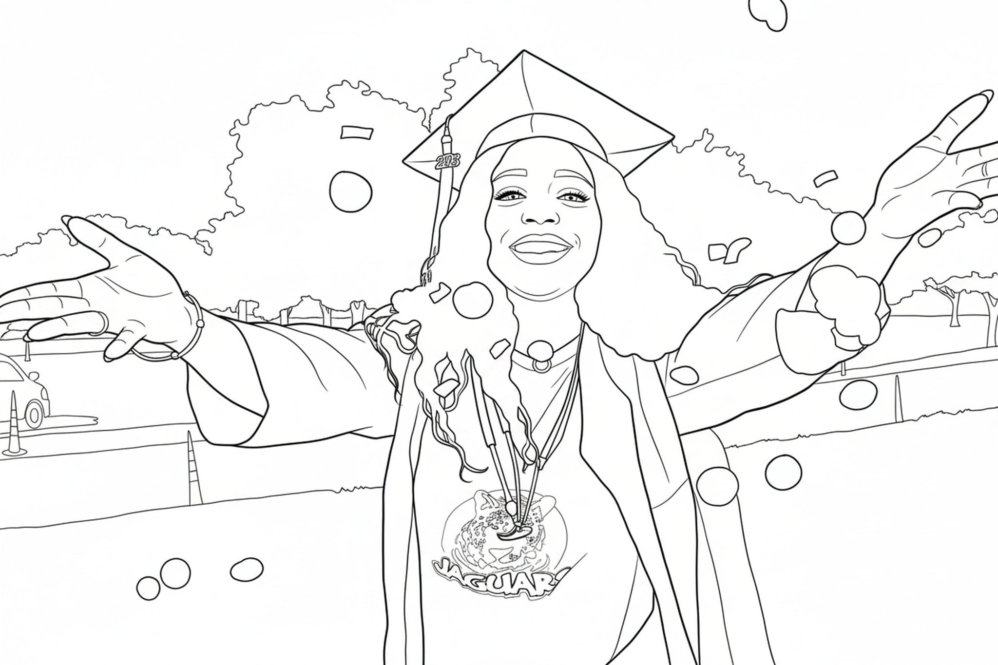 AI coloring page filter after transformation - casual portrait rendered as coloring outline