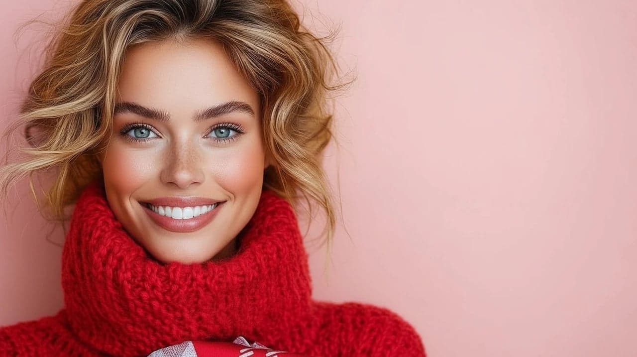 AI remove color from image after photo - woman in red sweater with yellow background