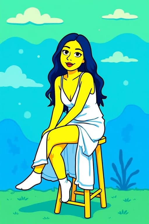 a photo rendered as a SpongeBob-inspired cartoon illustration, featuring clean line art, minimal shading, bright yellow-dominant palette, and playful animated proportions.