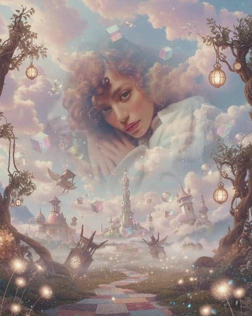 Dreamcore filter after transformation - portrait in whimsical dreamcore style