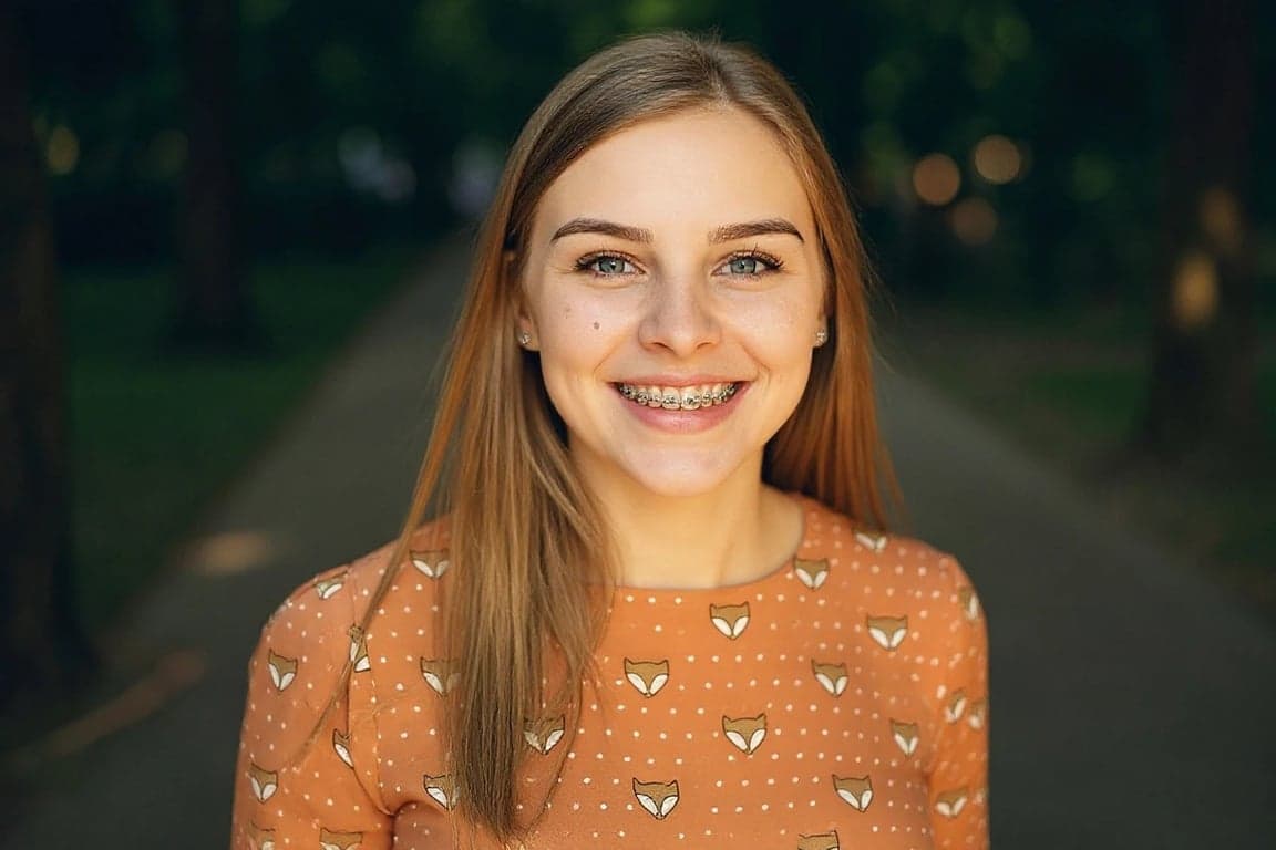 AI braces filter after transformation - fashion photo enhanced with AI braces filter