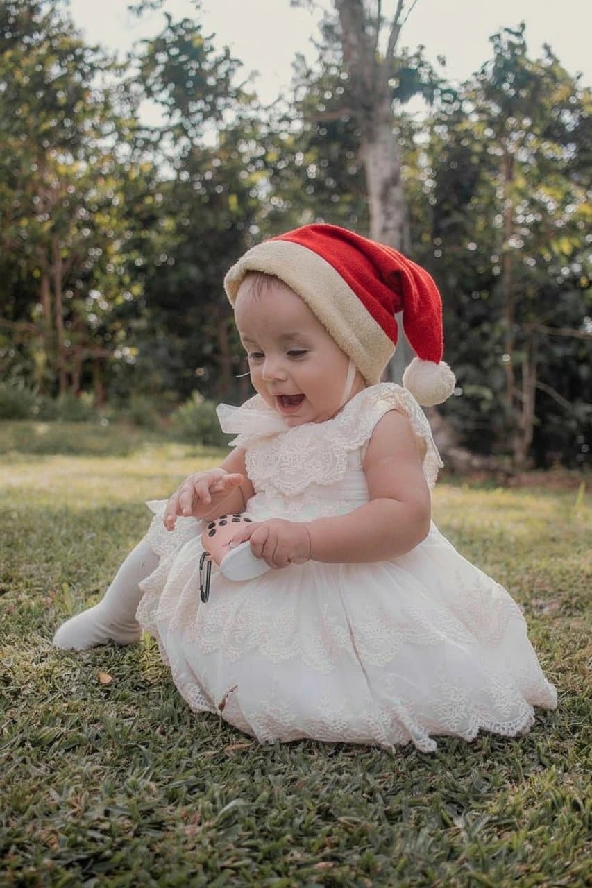 AI Santa hat filter after transformation - fashion portrait with AI generated Christmas hat