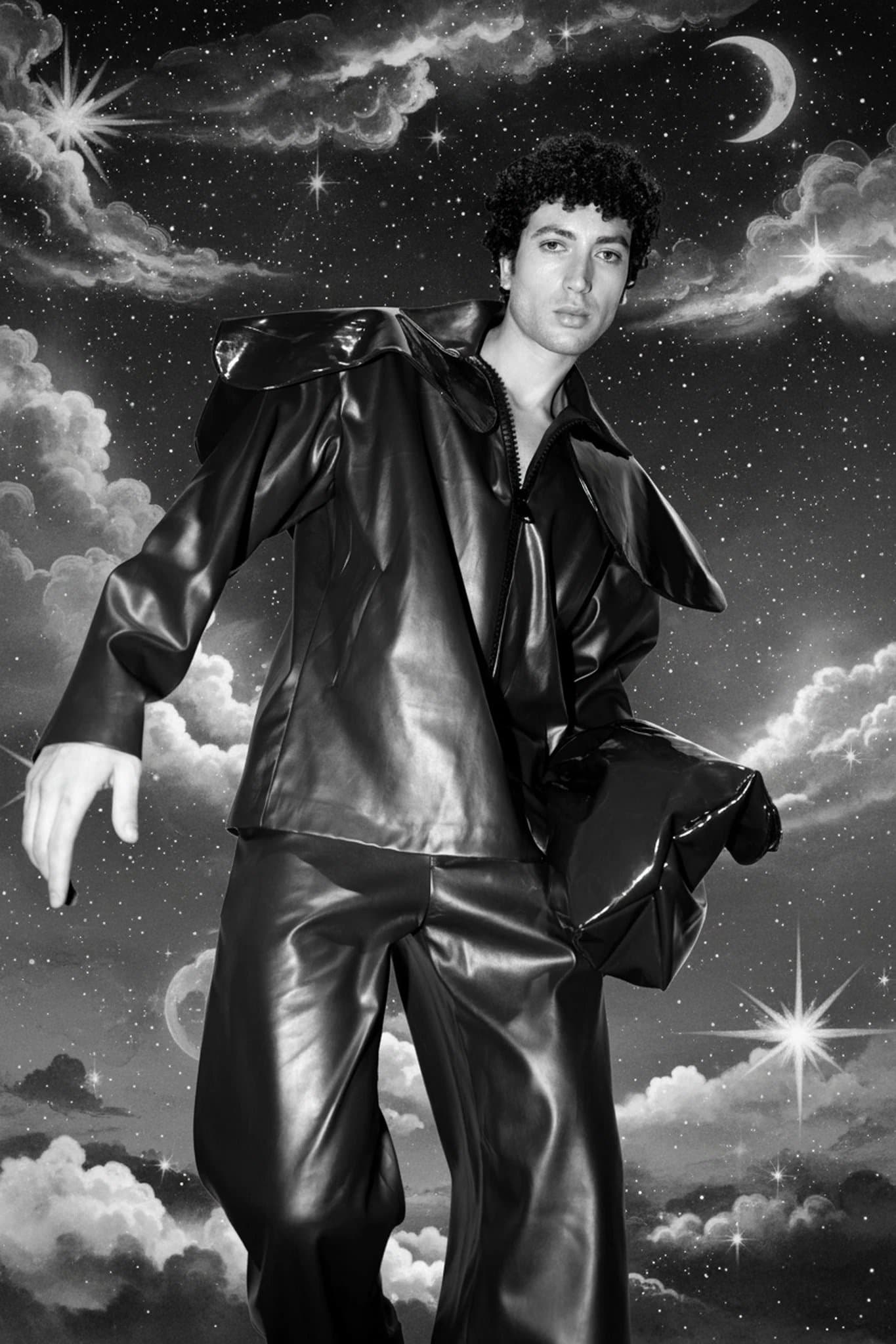 Dreamcore filter after transformation - portrait in surreal dreamcore nightscape