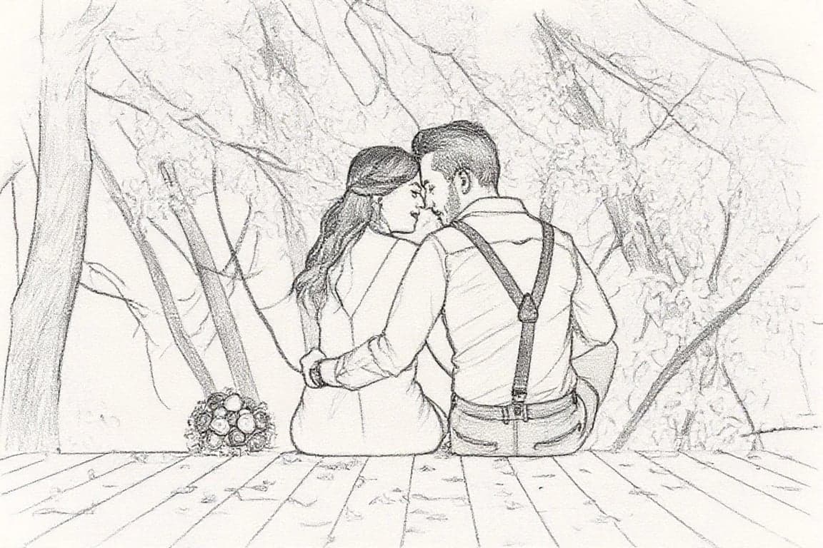 AI sketch filter after transformation - casual portrait with black and white line art style