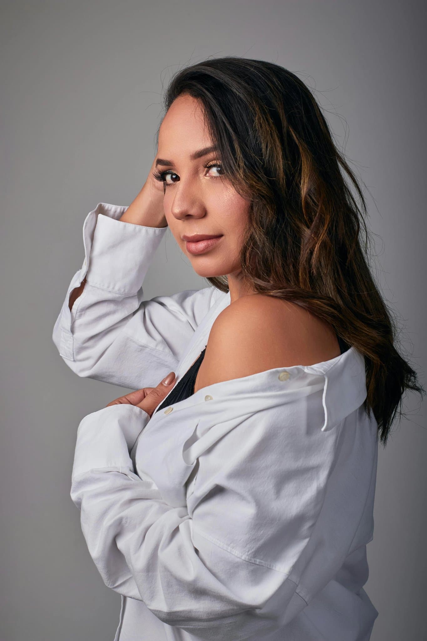 Red Carpet Dresses filter before photo - neutral portrait in simple clothing with any backdrop