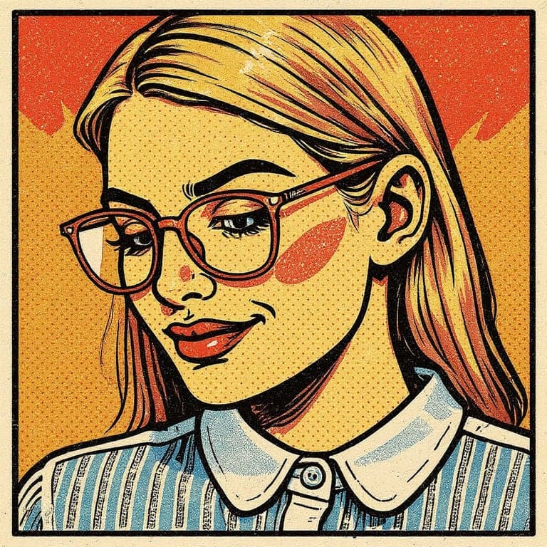 Comic Book Style filter after transformation - portrait in gentle slice of life comic style with simple room details