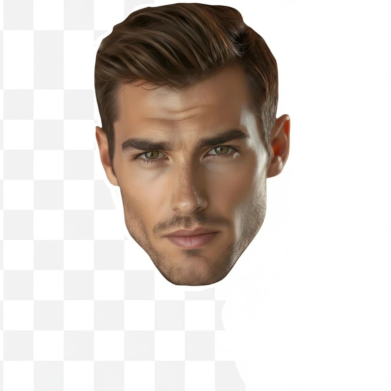 AI face cut out filter after transformation - fashion portrait with clean facial extraction