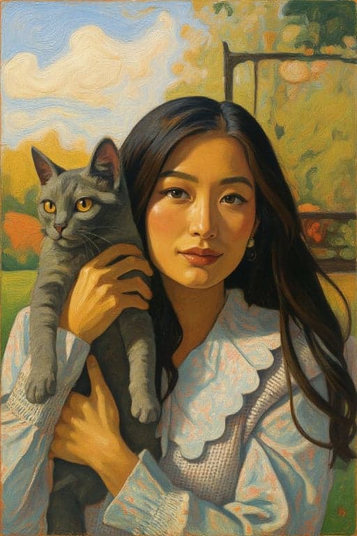 AI painting filter after transformation - close up portrait with detailed brushstroke painting effect