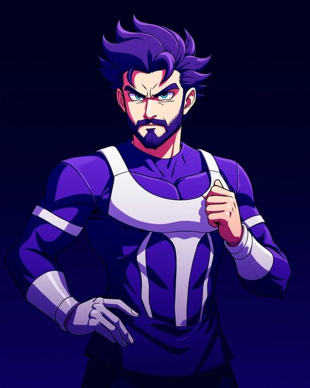 a portrait of a person as a powerful villain (like Frieza's final form), with sleek purple-white armor and a cruel smirk