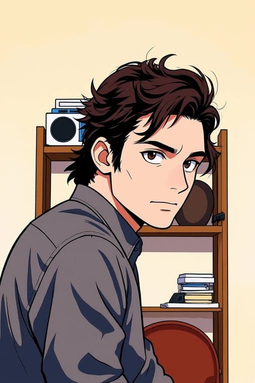 a portrait of a person styled as an anime hero with dynamic lighting, bold outlines, controlled color blocking, energetic expression, and simplified anime background elements