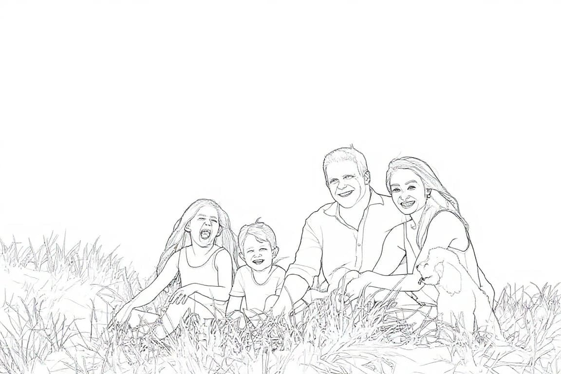 AI line drawing filter after transformation - photo turned into minimalist contour art style