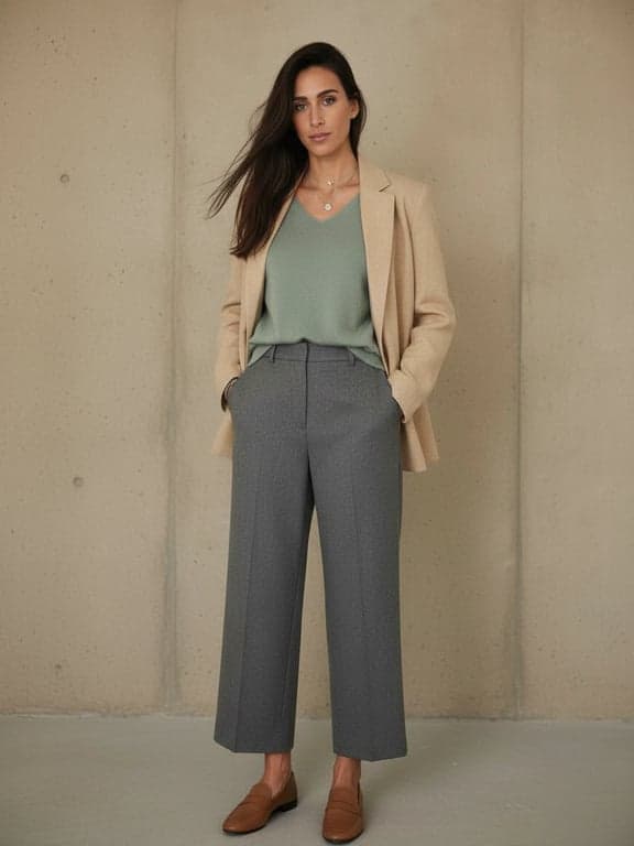 a portrait of a person enhanced with contemporary fashion styling, modern outfit structure, refined color coordination, relaxed confident pose, smooth lighting, and minimal modern backdrop