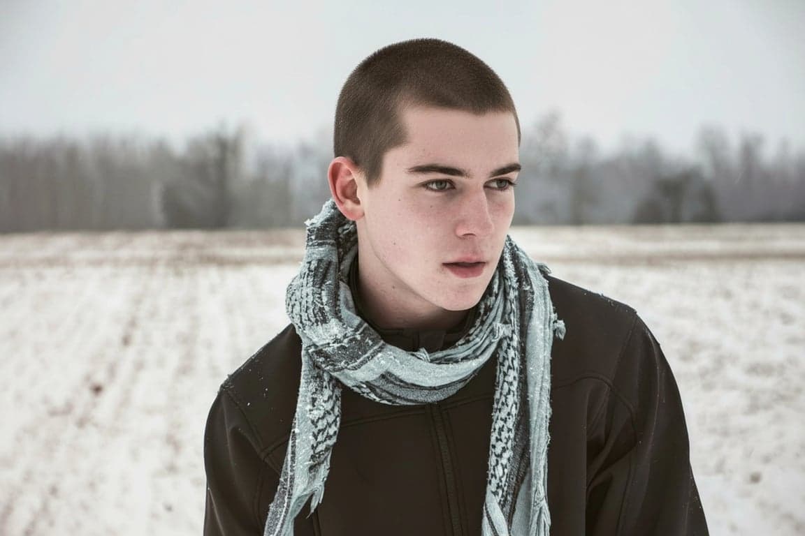 AI shorthair filter after photo - man portrait with buzz cut