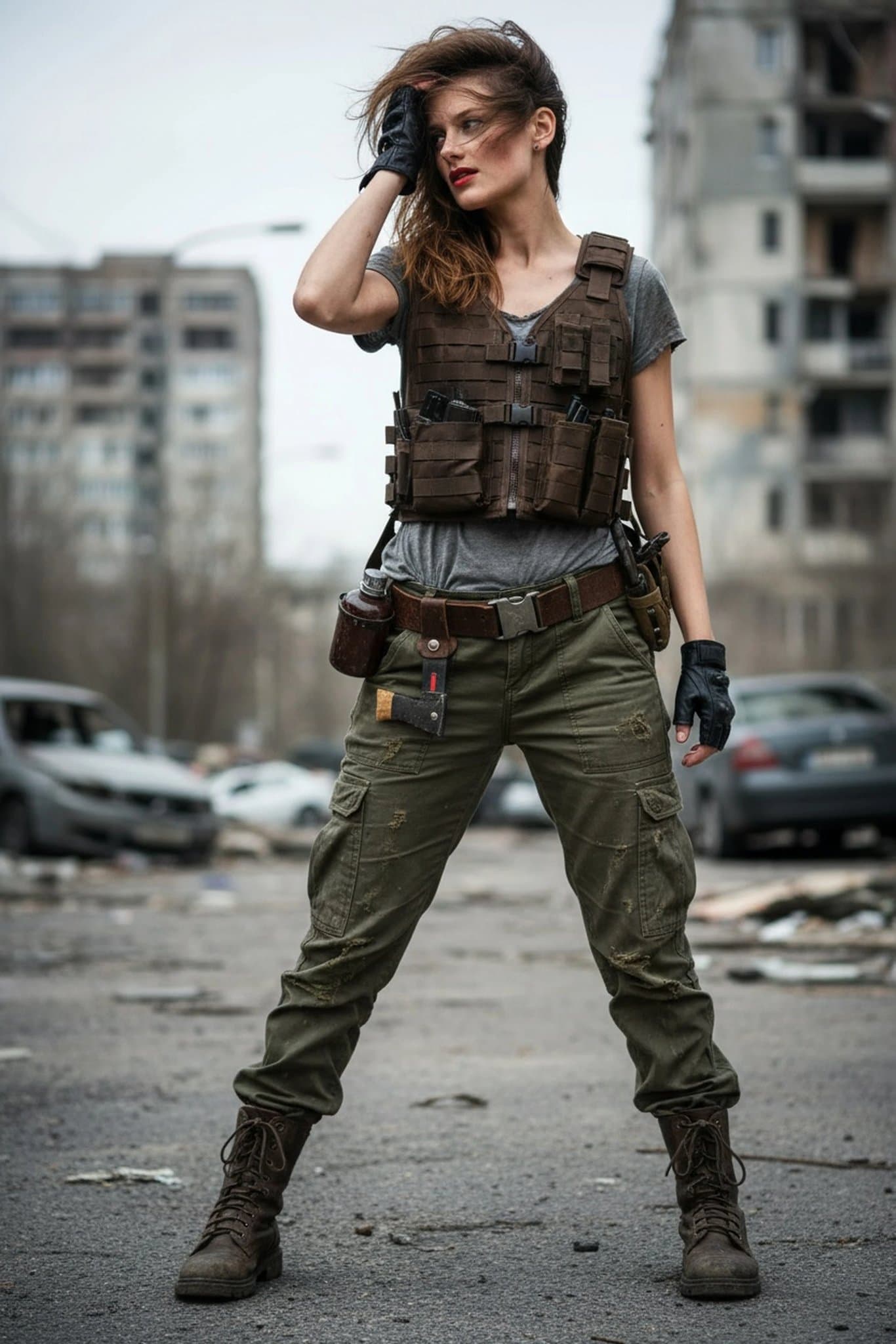 AI zombie filter after transformation - outdoor photo with cinematic zombie apocalypse tone