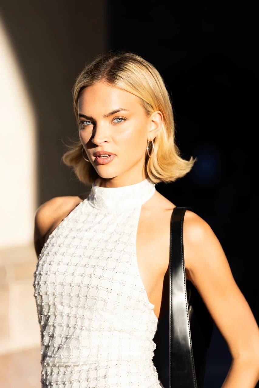 Tea Party Outfits filter before photo - portrait in monochrome dress without accessories