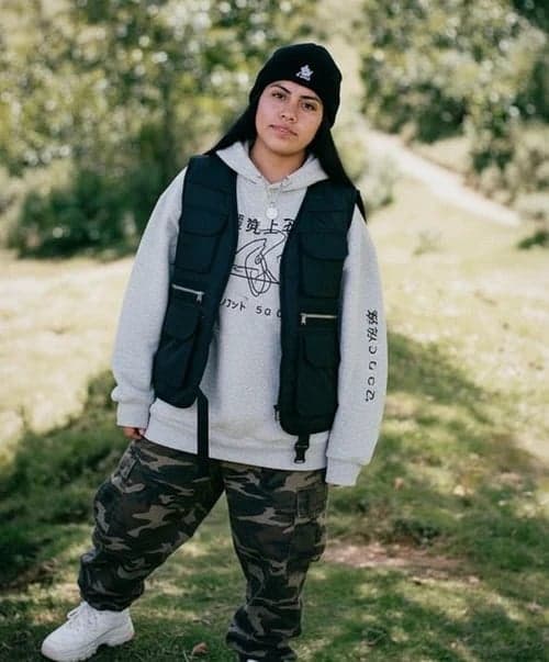 Streetwear Outfits filter after transformation - portrait wearing trendy urban streetwear outfit