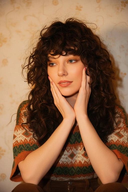 a portrait of a person enhanced with retro 70s casual outfit styling, including relaxed-fit denim or corduroy bottoms, loose shirts or knit tops, vintage fabric texture, natural stance, and warm balanced lighting