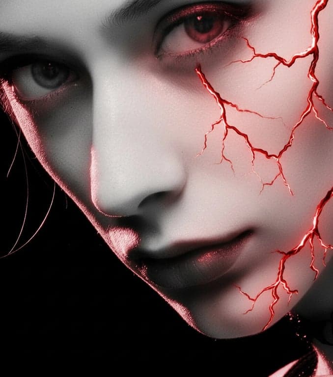 ai-demon-filter after pic - dual-sided demon transformation with half glowing marks