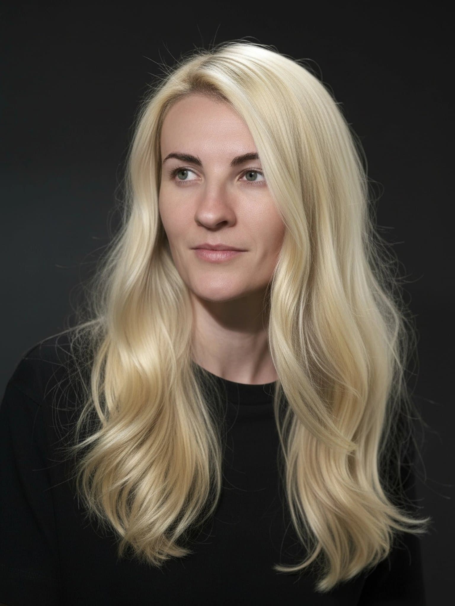 AI blonde hair filter after transformation - portrait with natural golden blonde hair