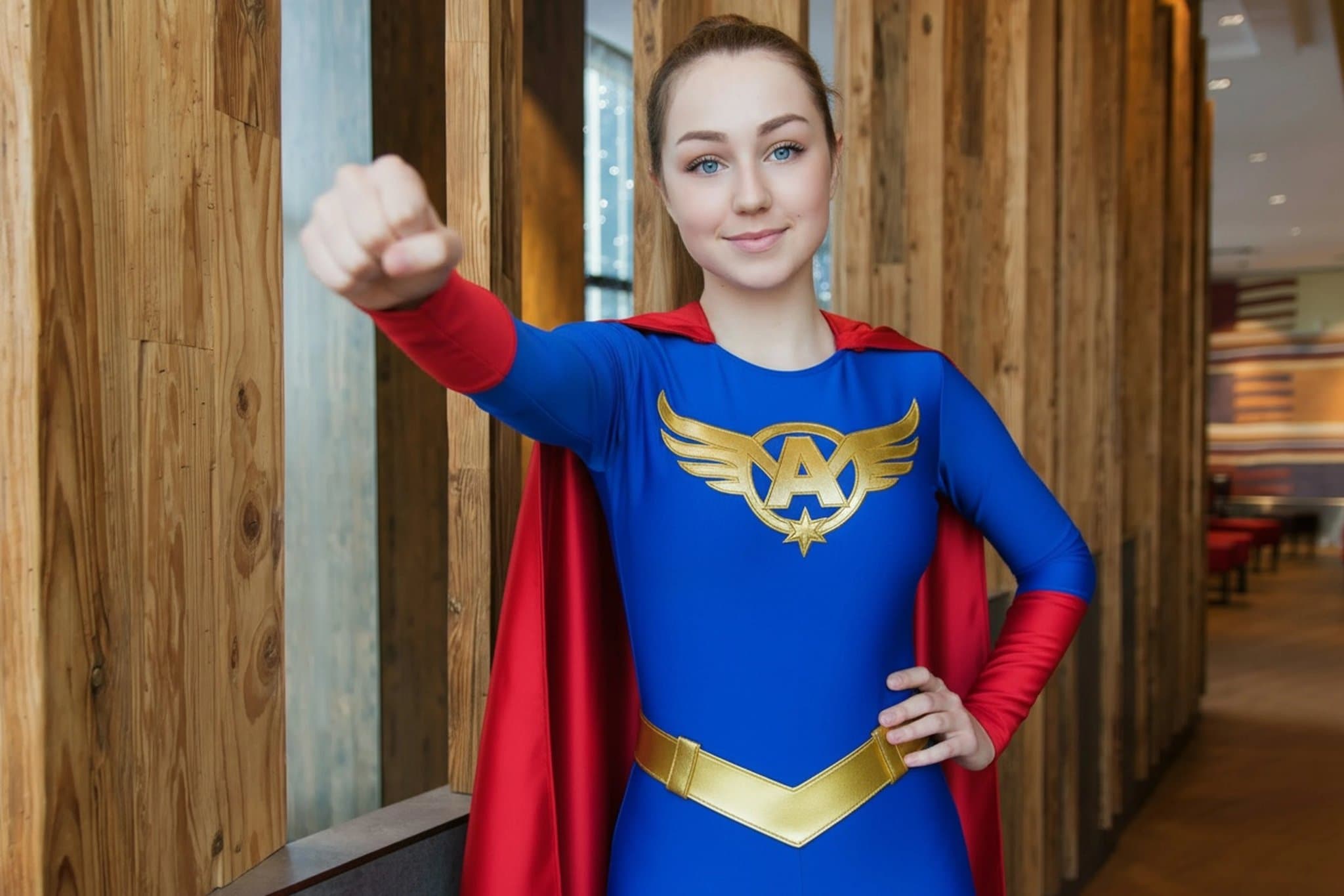 AI superhero generator after transformation - fashion portrait with cinematic hero lighting