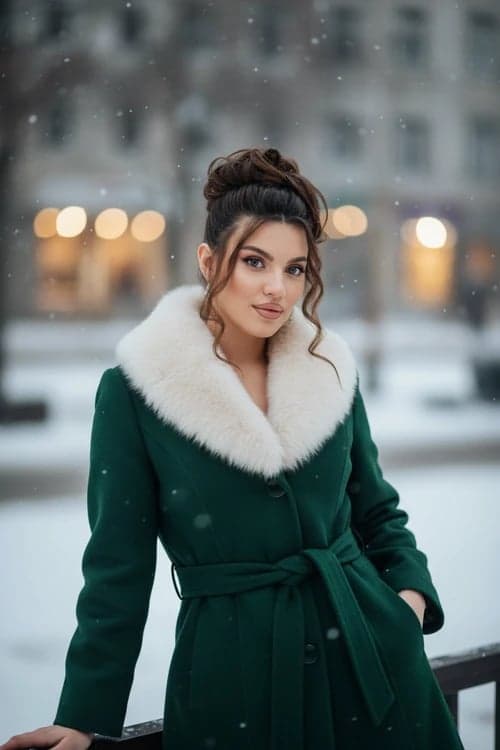 Winter Outfits filter after transformation - portrait wearing elegant winter outerwear