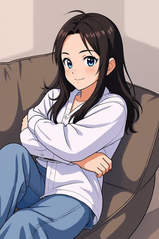 a portrait of a person recreated in an anime-inspired Japanese style with expressive eyes, smooth line art, gentle cel shading, and modern anime proportions