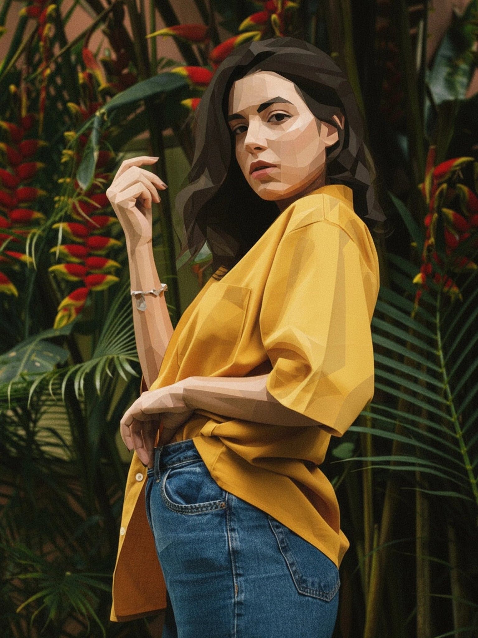 AI PS2 filter after transformation - casual portrait recreated with nostalgic PS2 shading