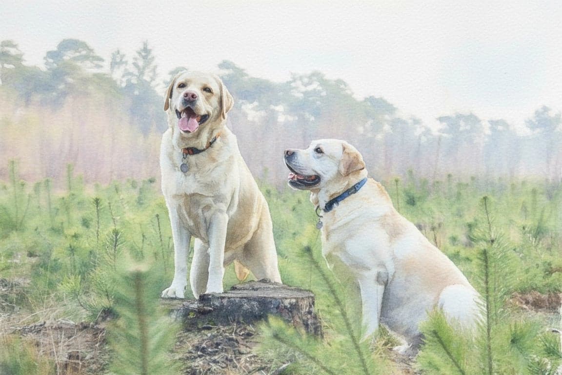 photo to watercolor after pic -  watercolor sitting dogs portrait