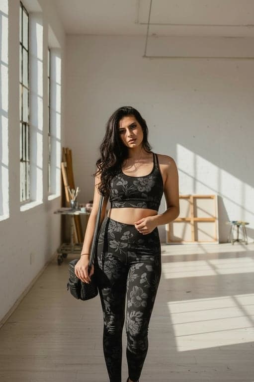 Gym Outfit filter before photo - portrait with simple styling and natural shadows