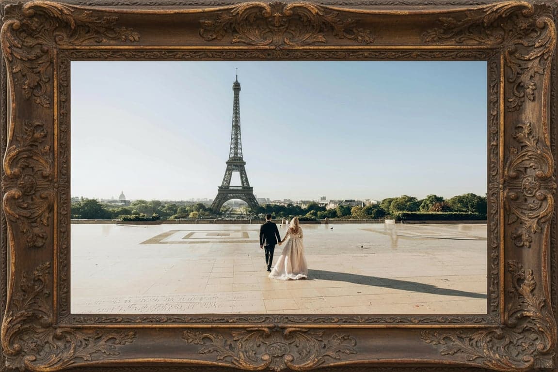 an image styled with an antique frame effect, preserving the original image entirely while adding historical frame detailing around the edges