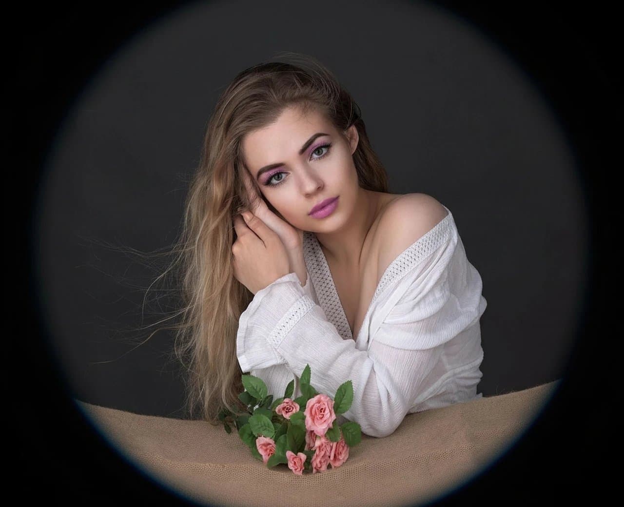 AI fisheye lens filter after transformation - creative portrait enhanced with round fisheye style