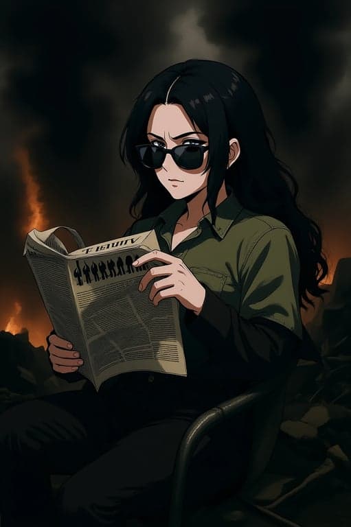 a portrait of a person reimagined in a dark anime war setting, emphasizing emotional depth, strong facial structure, and restrained color usage