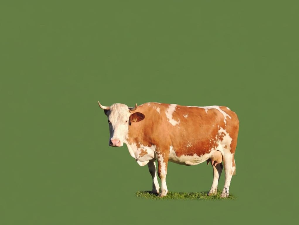 Brat generator after photo - cow standing on the grass with brat style