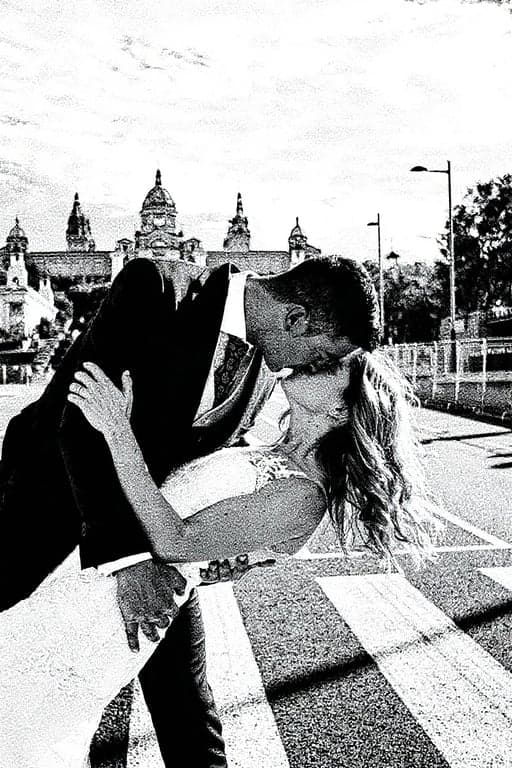 AI stencil maker after transformation - portrait converted into bold stencil artwork