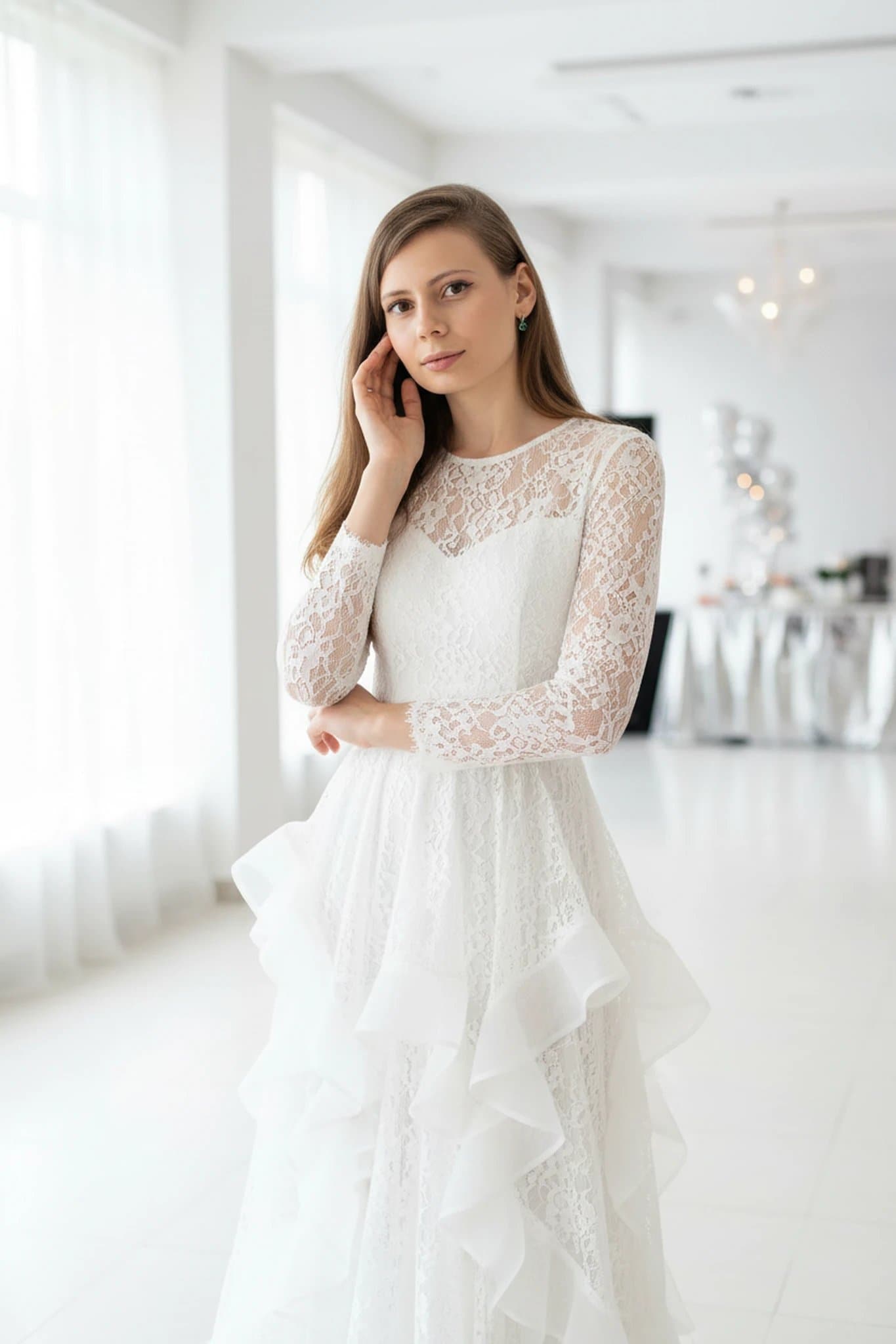 White Party Outfits filter after transformation - portrait styled in elegant white party outfit